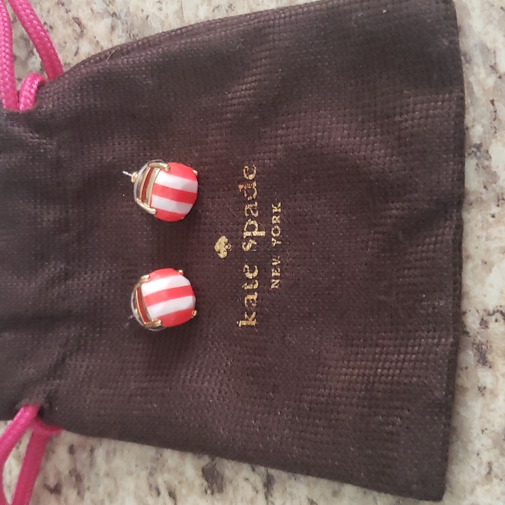 Kate spade coral and white stripe earrings